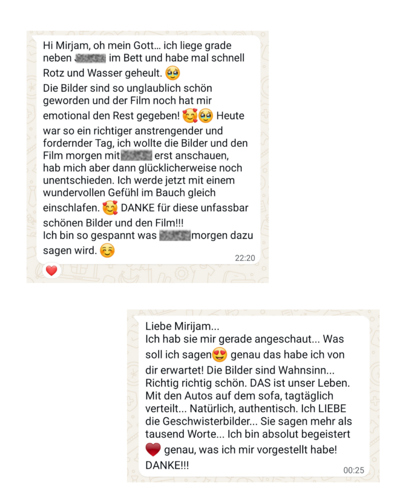 Rückmeldung von begeisterten Mamas über ihr Neugeborenenshooting